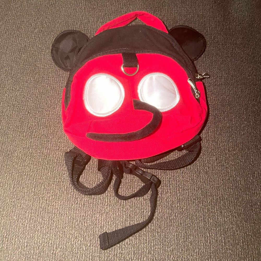 Mickey Mouse Disney Kids Small Red/Black Polyester Zip Backpack